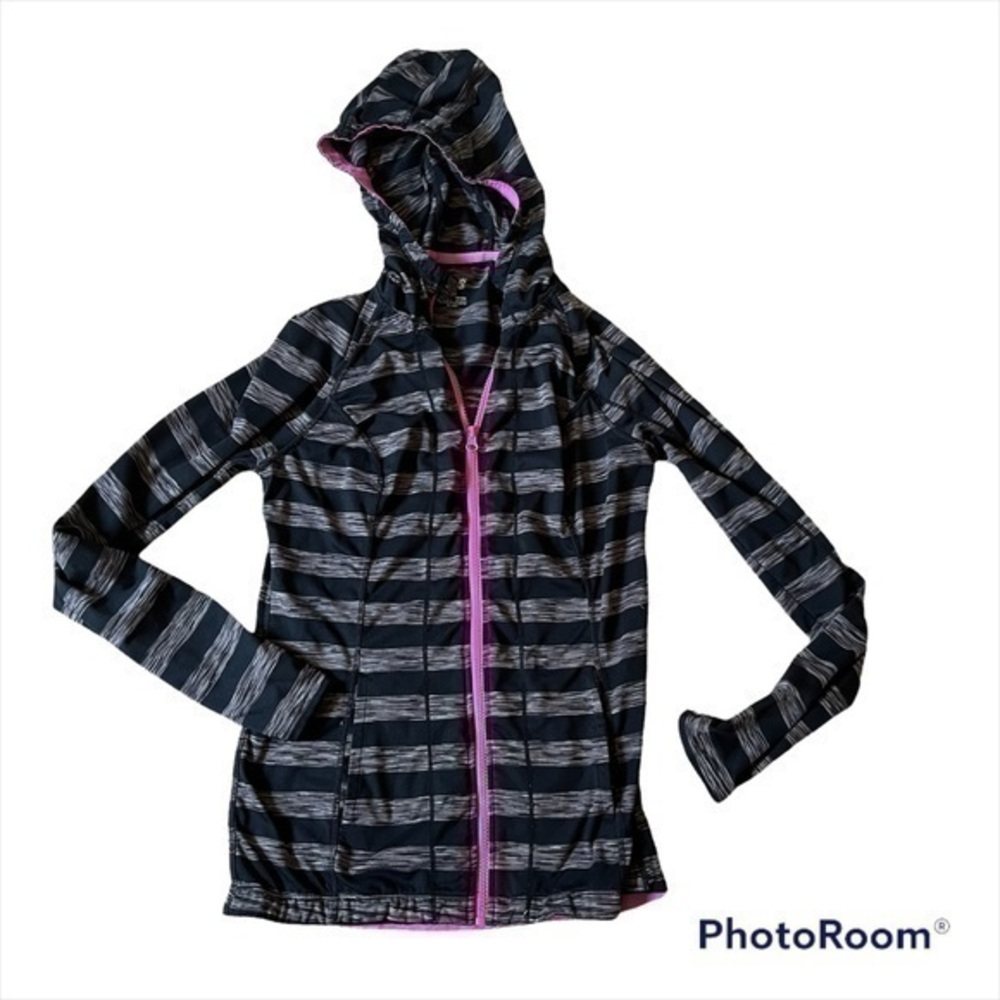 Lukka striped athletic zip up hoodie